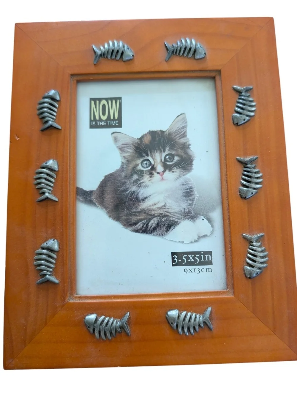 Wooden Photo Frame with Pewter Fish Accents